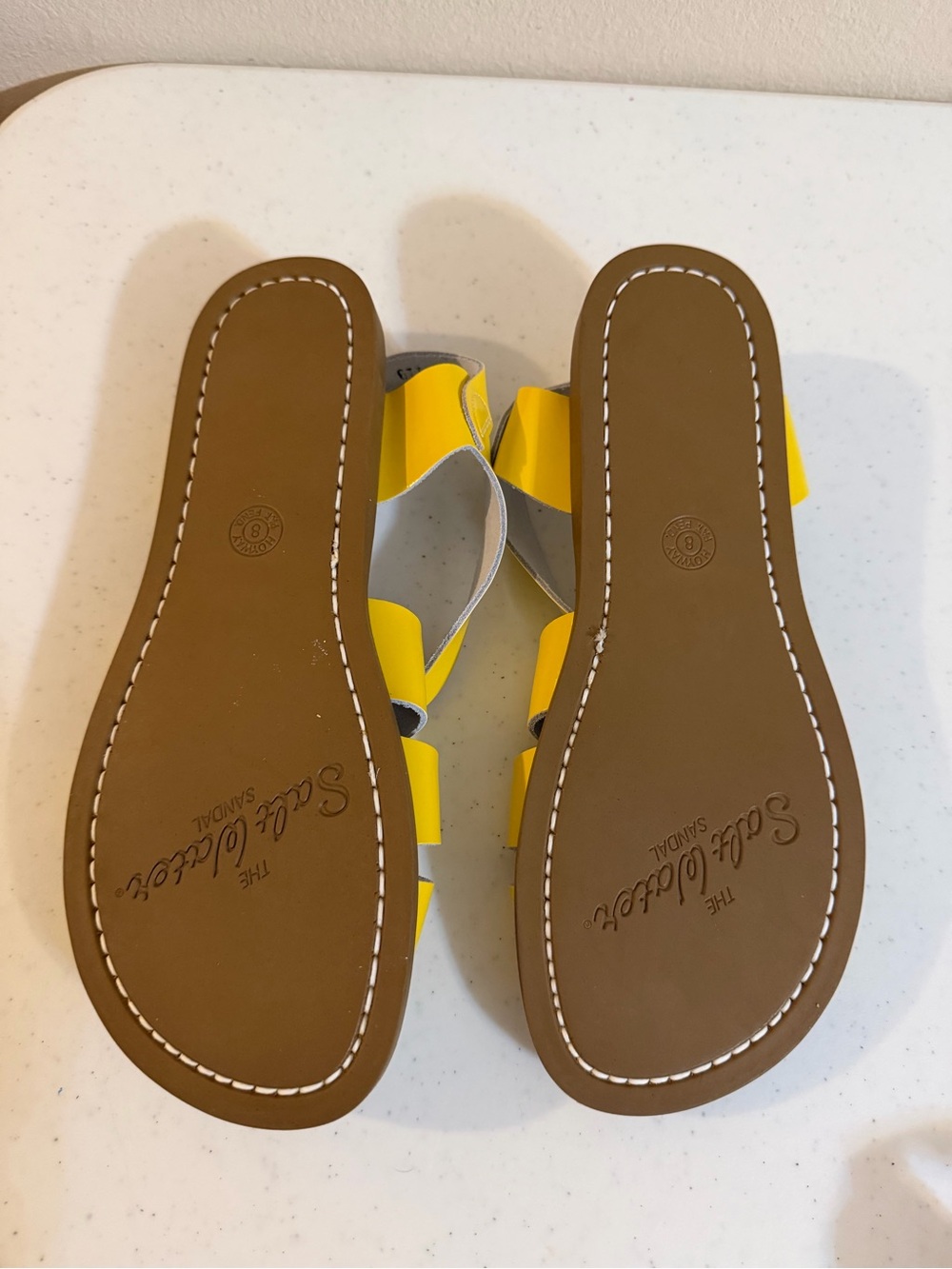 Salt Water Yellow Leather Strappy Sandals - Picture 2 of 3